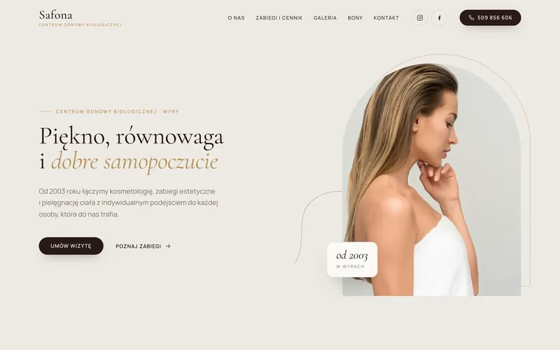 Strona Salon Safona na desktopie