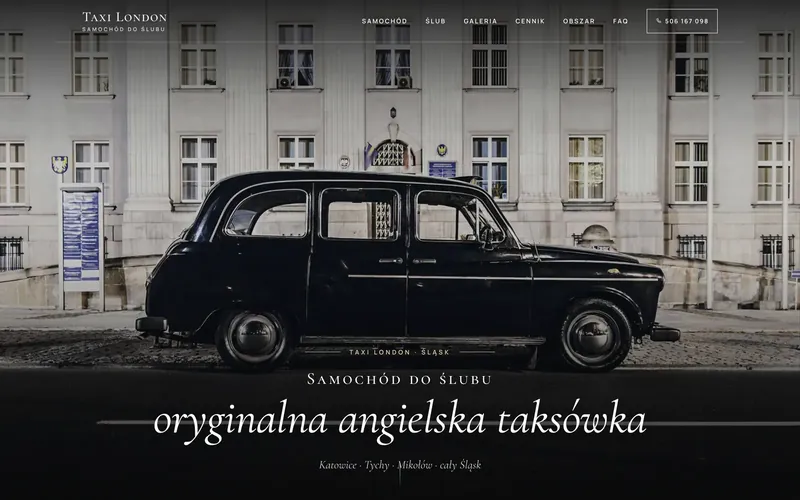 Strona Taxi London na desktopie